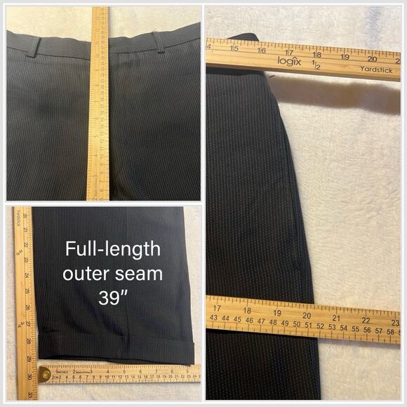 Armani Collezioni 42R 32x29 Black Subtle Dashed-Stripe Designer Mens Suit Luxury - Picture 14 of 15